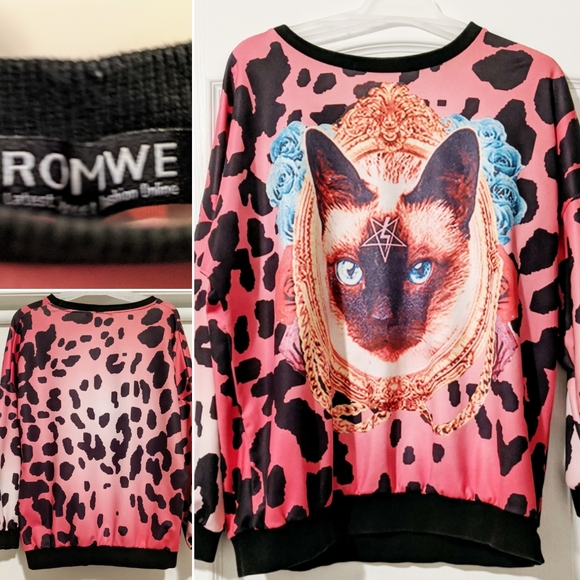 ROMWE Siamese Cat Printed Top - Picture 1 of 4